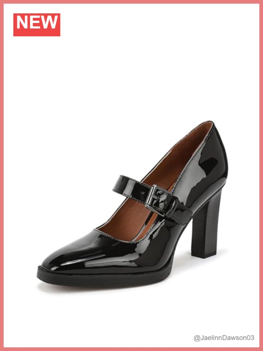 Franco Sarto Women's Shalina Block Heel Pump Square Toe Buckle Faux Leather